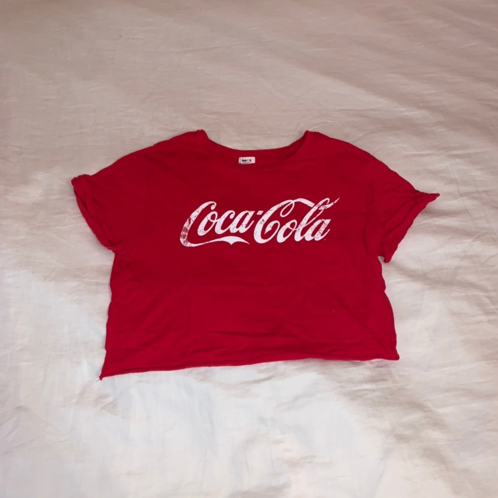 garage red coca cola crop top